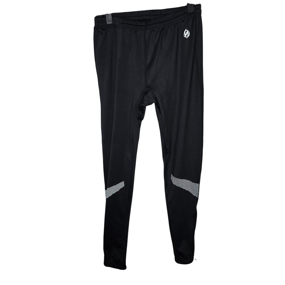 Men's Illuminite Reflective Black Running Leggings Zippered Hem Size Medium